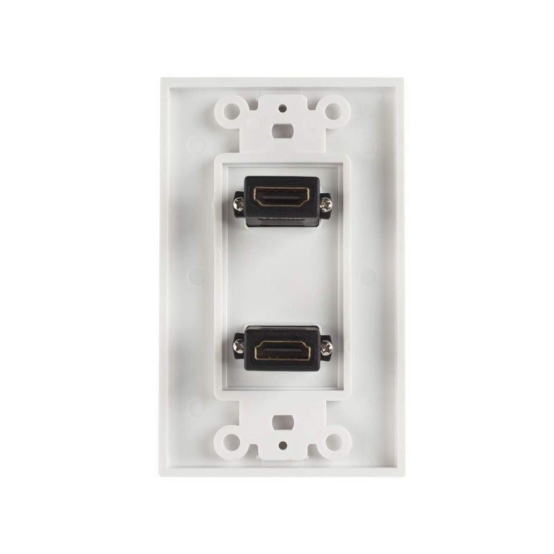 TENINYU Dual HDMI Wall Plate (2 Port) - 4K UHD, ARC, and Ethernet Pass-Thru Support (1-Gang) White - for 2 HDMI (2-Port) - Image 3